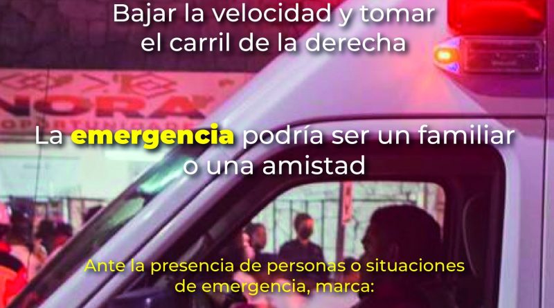 Exhortan a población a ceder el paso en vialidades de los Cabos a vehículos de emergencia