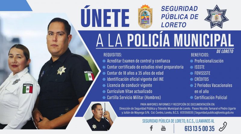 Abren convocatoria para unirse y ser parte de la Policía Municipal de Loreto